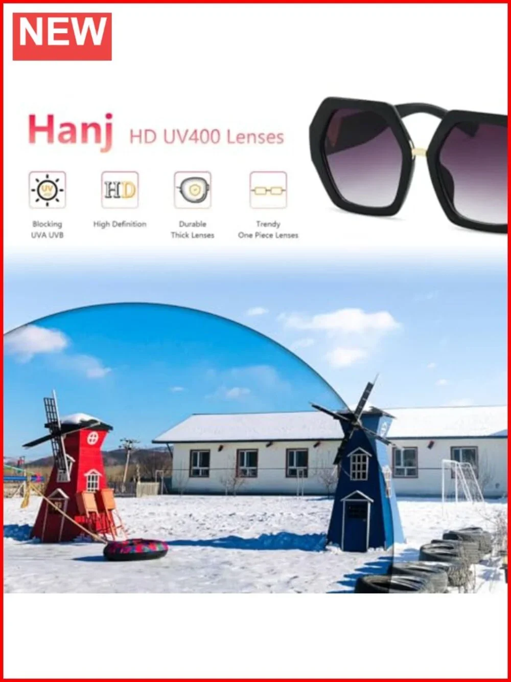 Oversized Hexagonal Retro Sunglasses with Gold Metal Accents